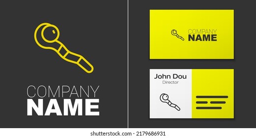 Logotype Linie Magic Mitarbeiter Symbol einzeln auf grauem Hintergrund. Zauberstab, Zauberstab, Stock, Stange. Logo-Design-Element. Vektorgrafik