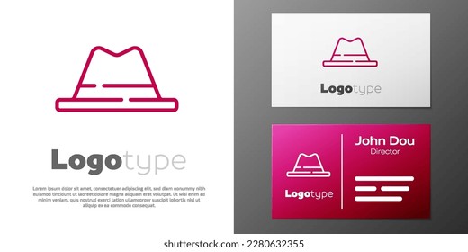 Logotype line Man hat with ribbon icon isolated on white background. Logo design template element. Vector