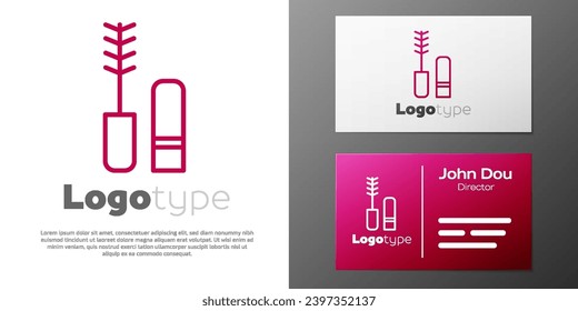 Logotype line Mascara brush icon isolated on white background. Logo design template element. Vector