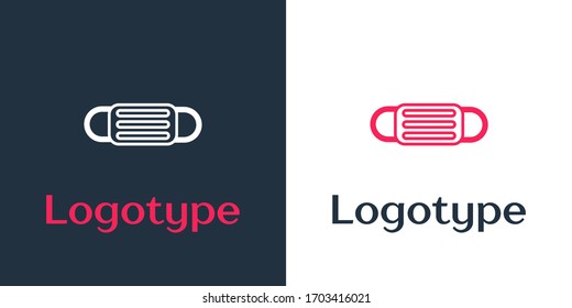 Logotype line Medical protective mask icon isolated on white background. Logo design template element. Vector Illustration