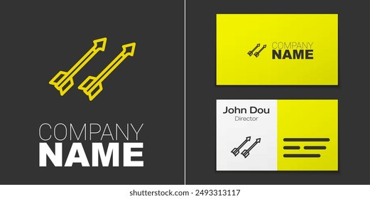 Logotype line Medieval arrows icon isolated on grey background. Medieval weapon. Logo design template element. Vector