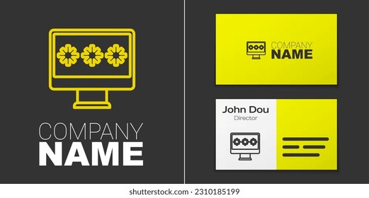 Logotype line Monitor with password notification icon isolated on grey background. Security, personal access, user authorization, login form. Logo design template element. Vector