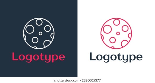 Logotype line Moon icon isolated on white background. Logo design template element. Vector Illustration