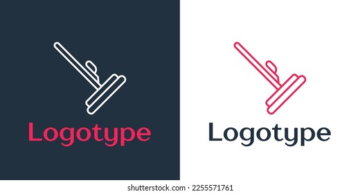 Logotype line Mop icon isolated on white background. Cleaning service concept. Logo design template element. Vector