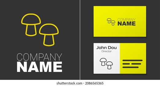 Logotype line Mushroom icon isolated on grey background. Logo design template element. Vector