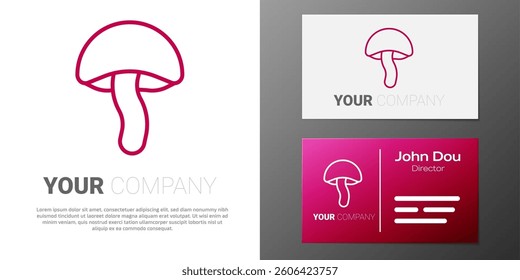 Logotype line Mushroom icon isolated on white background. Logo design template element. Vector