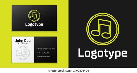 Línea de logotipo Nota musical, icono de tono aislado en fondo negro. Elemento de plantilla de diseño de logotipo. Vector