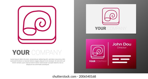 Logotype line Octopus on a plate icon isolated on white background. Logo design template element. Vector