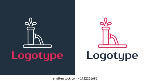 Logotype-Linie Ölpumpe oder Pumpenbuchsymbol einzeln auf weißem Hintergrund. Ölbohrinsel Logo-Design-Element. Vektorgrafik