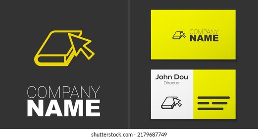 Logotype line Online book icon isolated on grey background. Internet education concept, e-learning resources, distant online courses. Logo design template element. Vector