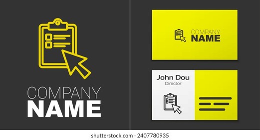 Logotype line Online quiz, test, survey or checklist icon isolated on grey background. Exam list. E-education concept. Logo design template element. Vector