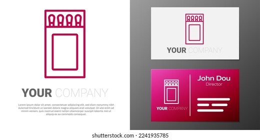 Logotype line Open matchbox and matches icon isolated on white background. Logo design template element. Vector