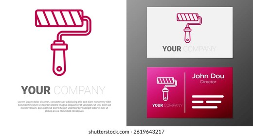 Logotype line Paint roller brush icon isolated on white background. Logo design template element. Vector