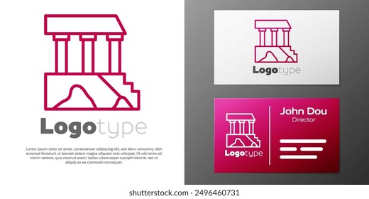 Logotype line Parthenon from Athens, Acropolis, Greece icon isolated on white background. Greek ancient national landmark. Logo design template element. Vector