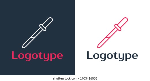 Logotype line Pipette icon isolated on white background. Element of medical, chemistry lab equipment. Medicine symbol. Logo design template element. Vector Illustration