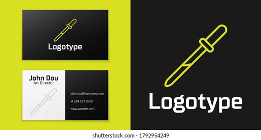 Logotype line Pipette icon isolated on black background. Element of medical, chemistry lab equipment. Medicine symbol. Logo design template element. Vector Illustration