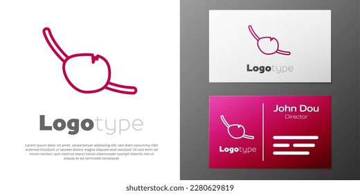Logotype line Pirate eye patch icon isolated on white background. Pirate accessory. Logo design template element. Vector