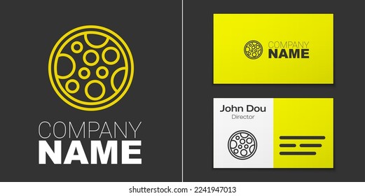 Línea de logotipo Icono Pizza aislado en fondo gris. Menú de comida rápida. Elemento de plantilla de diseño de logotipo. Vector