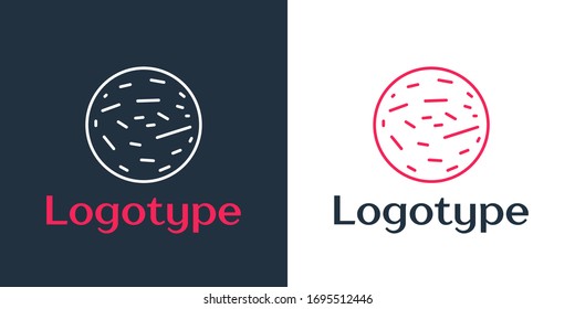 Logotype line Planet Mars icon isolated on white background. Logo design template element. Vector Illustration