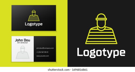 Logotype line Prisoner icon isolated on black background. Logo design template element. Vector Illustration