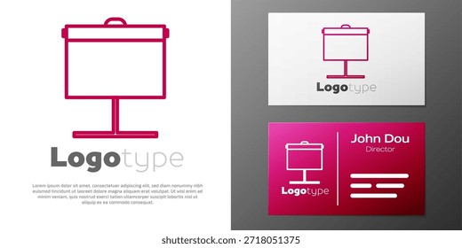 Logotype line Projection screen icon isolated on white background. Business presentation visual content like slides, infographics and video. Logo design template element. Vector Illustration