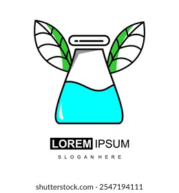 Logotype line Reagent bottle for physics and chemistry icon isolated on white background. Logo design template element. Vector. simple logo