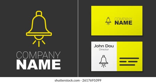 Logotype line Ringing alarm bell icon isolated on grey background. Fire alarm system. Service bell, handbell sign, notification symbol. Logo design template element. Vector