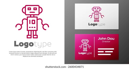 Logotype line Robot toy icon isolated on white background. Logo design template element. Vector