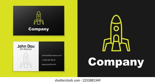 Línea de logotipo Icono de envío de cohete aislado en fondo negro. Viaje espacial. Elemento de plantilla de diseño de logotipo. Vector