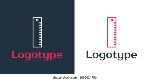 Logotype line Ruler icon isolated on white background. Straightedge symbol. Logo design template element. Vector Illustration