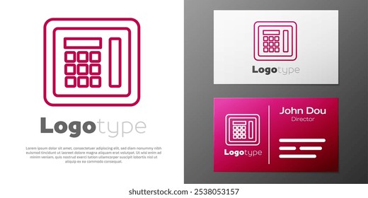 Logotype line Safe icon isolated on white background. The door safe a bank vault with a combination lock. Reliable Data Protection. Logo design template element. Vector Illustration