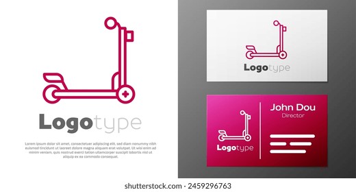 Logotype line Scooter icon isolated on white background. Logo design template element. Vector