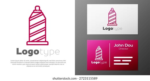 Línea de logotipo Hilo de coser en el icono de carrete aislado en el fondo blanco. Bobina de hilo. Bobina de hilo. Elemento de Plantilla de diseño de logotipo. Ilustración vectorial