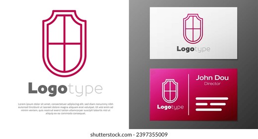 Logotype line Shield icon isolated on white background. Guard sign. Security, safety, protection, privacy concept. Logo design template element. Vector