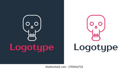 Logotype Linie Skull Symbol einzeln auf weißem Hintergrund. Frohes Halloween-Fest. Logo-Design-Element. Vektorillustration-Illustration