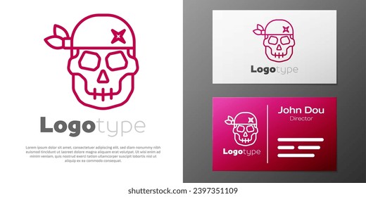 Logotype line Skull icon isolated on white background. Happy Halloween party. Logo design template element. Vector