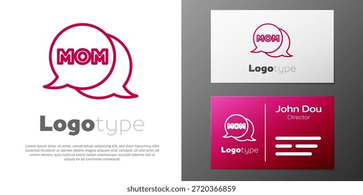Logotipo de línea de voz burbuja mamá icono aislado sobre fondo blanco. Feliz día de la madre. Elemento de Plantilla de diseño de logotipo. Vector