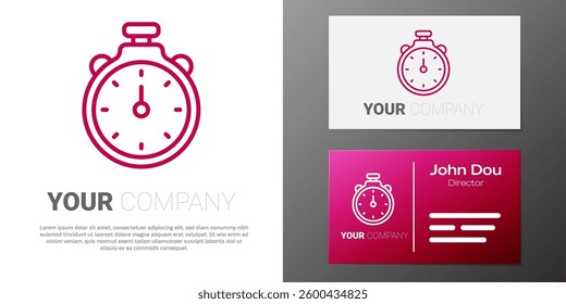 Logotype line Stopwatch icon isolated on white background. Time timer sign. Chronometer sign. Logo design template element. Vector