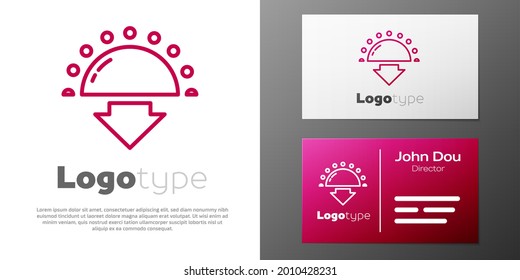 Logotype line Sunset icon isolated on white background. Logo design template element. Vector