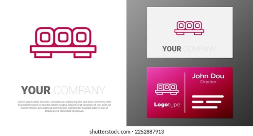 Logotype line Sushi on cutting board icon isolated on white background. Asian food sushi on wooden board. Logo design template element. Vector
