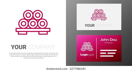 Logotype Linie Sushi auf Schnittbrett Symbol einzeln auf weißem Hintergrund. asiatische Sushi auf Holzbrett. Logo-Design-Element. Vektorgrafik