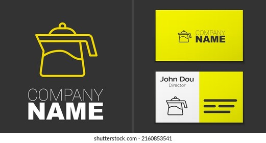 Logotype line Teapot icon isolated on grey background. Logo design template element. Vector