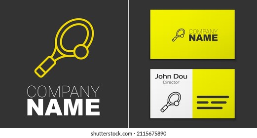 Logotype line Tennis racket with ball icon isolated on grey background. Sport equipment. Logo design template element. Vector