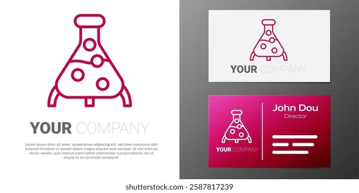 Logotype line Test tube and flask chemical laboratory test icon isolated on white background. Laboratory glassware sign. Logo design template element. Vector