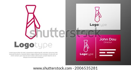 Logotype line Tie icon isolated on white background. Necktie and neckcloth symbol. Logo design template element. Vector Illustration