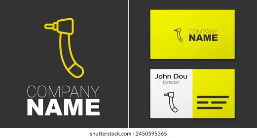 Logotype line Tooth drill icon isolated on grey background. Dental handpiece for drilling and grinding tools. Logo design template element. Vector