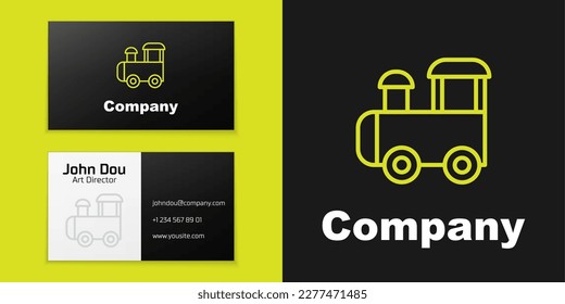 Línea de logotipo Icono del tren de juguete aislado en el fondo negro. Elemento de plantilla de diseño de logotipo. Vector