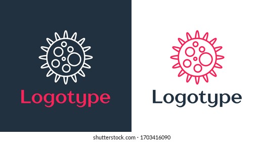 Logotype line Virus icon isolated on white background. Corona virus 2019-nCoV. Bacteria and germs, cell cancer, microbe, fungi. Logo design template element. Vector Illustration