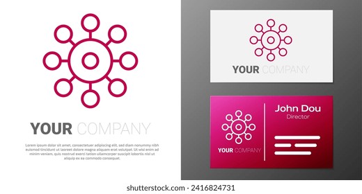 Logotype line Virus icon isolated on white background. Corona virus 2019-nCoV. Bacteria and germs, cell cancer, microbe, fungi. Logo design template element. Vector