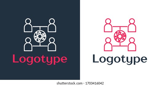 Logotype-Linie-Virus-Spread-Symbol einzeln auf weißem Hintergrund. Infografiken zur Infektion mit Coronavirus. Logo-Design-Element. Vektorillustration-Illustration